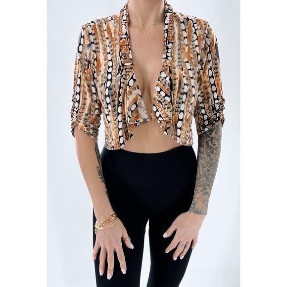 Vintage Y2K Dressbarn Dotted Short Sleeve Shrug Top Size 6 - Picture 1 of 4